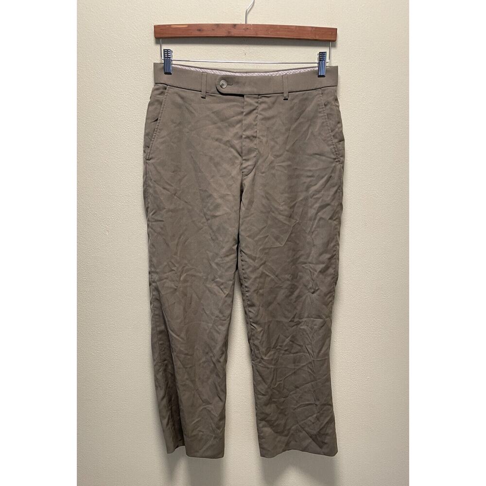 Patrick James Mens Pants Size 32 Gray Wool Super 120s Flat Front Comfort Eze